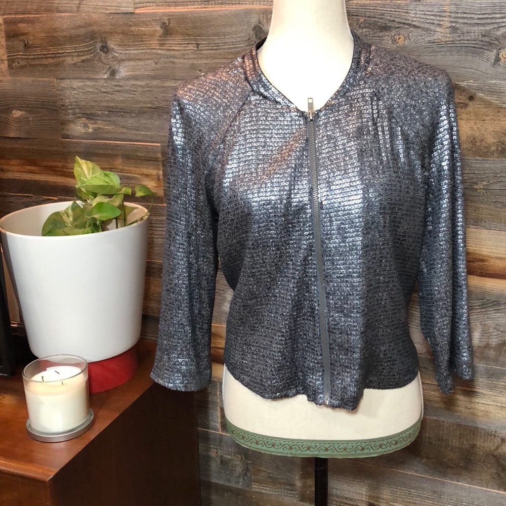Silence + Noise | Sequin Cropped Jacket | L